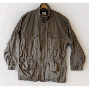 Vtg Harry II By Harry Rosen Brown Military Field‎ Coat Jacket Large Chore Barn